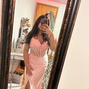 Elegant Pink Lace Corset Dress
